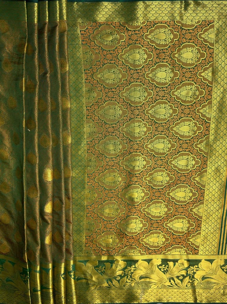MIMOSA Women's Woven Design Kanjivaram Style Art Silk Saree with Blouse Piece - Green ( SA00003143GRNFREE ) — photo 7