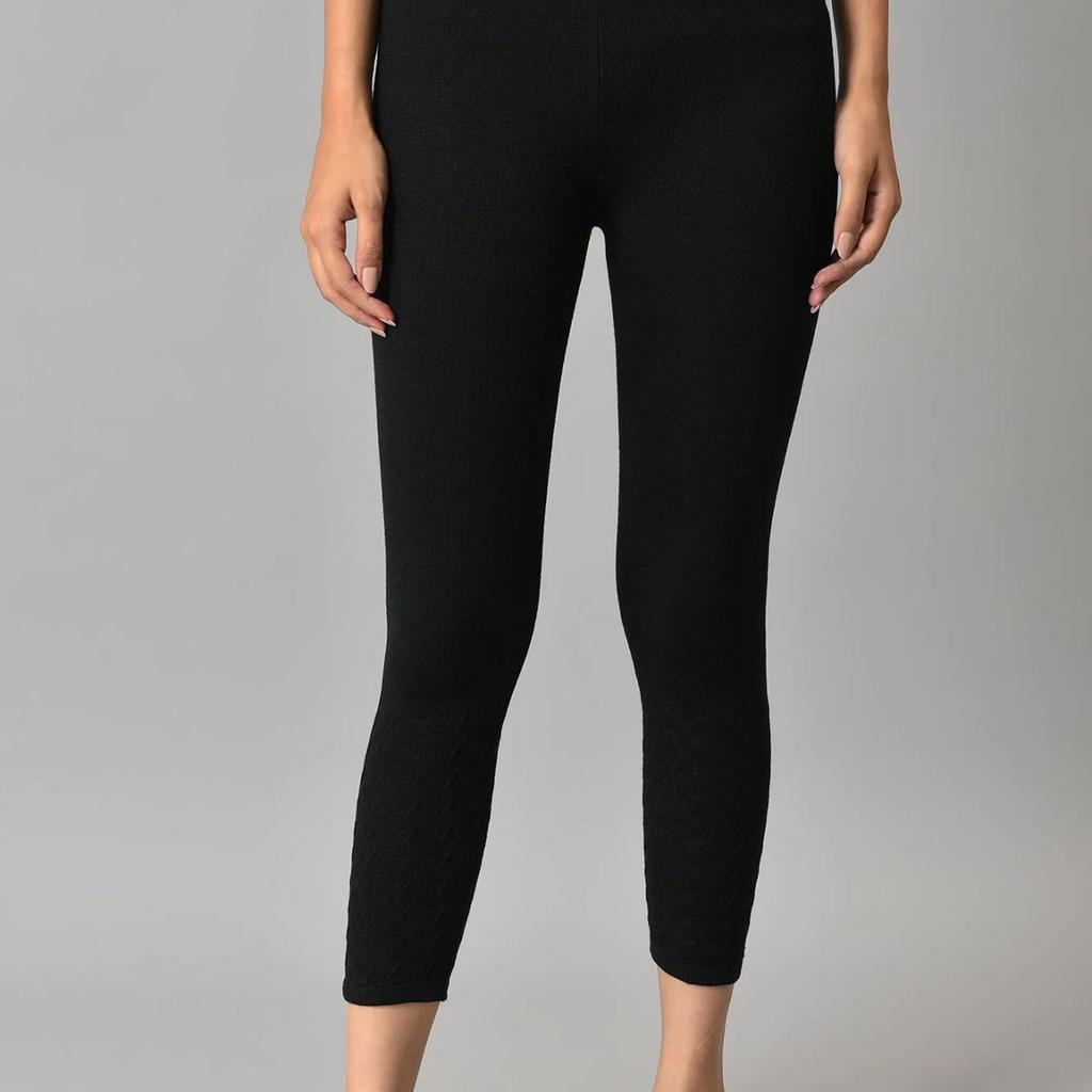 Black Solid Skinny Tights With Elasticated Waistband