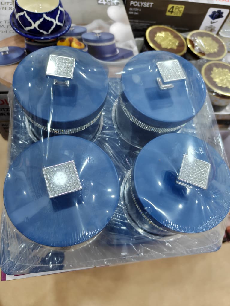 Blue Glass Jar with Silver Lid | Kitchen Storage | Glass | Blue