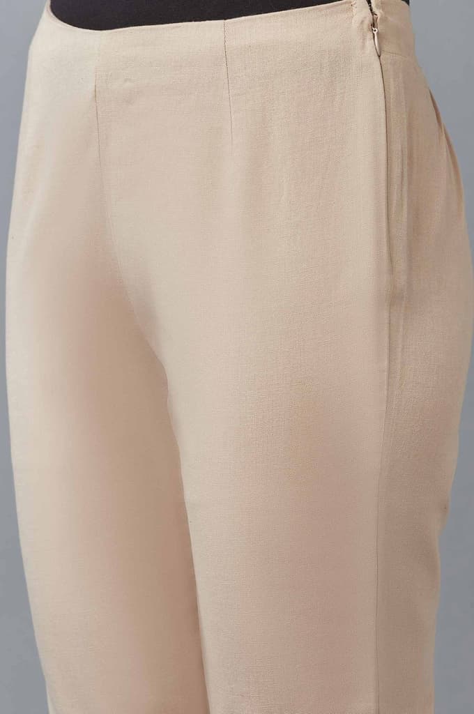 Beige-coloured Ankle-Length Trousers — photo 6