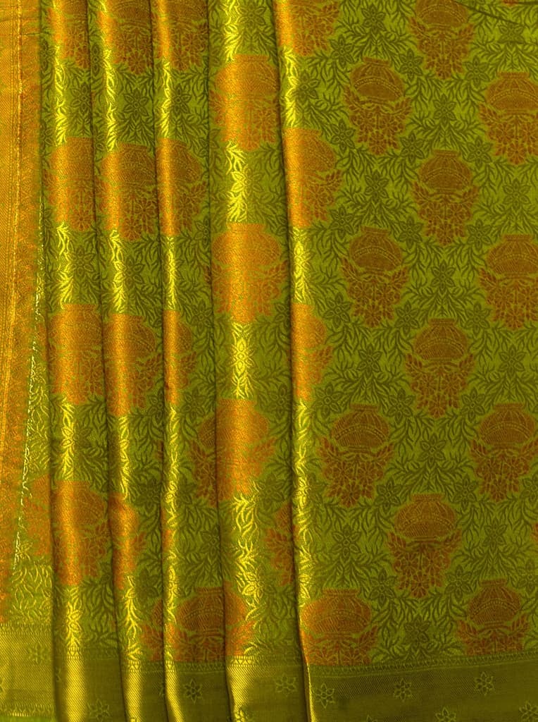 MIMOSA Women's Woven Design Kanjivaram Style Art Silk Saree with Blouse Piece - Olive ( SA00003147OLFREE ) — photo 5