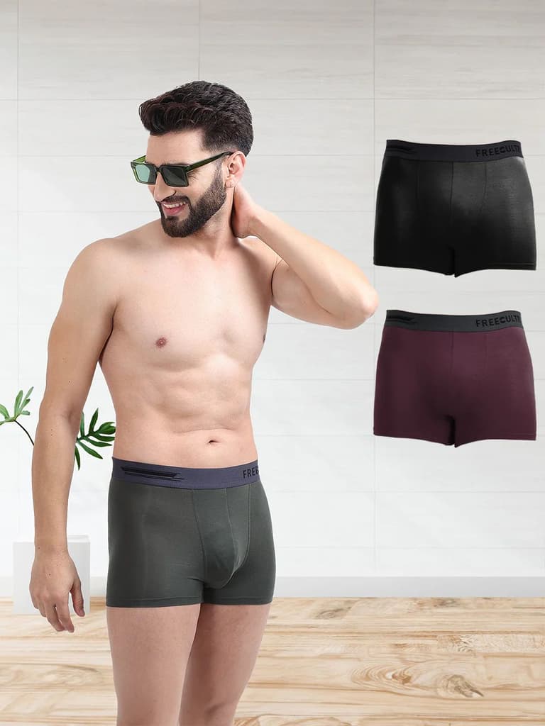 Men's Anti-Bacterial Micro Modal Trunk in Contrast Waistband (Pack of 3) — photo 12