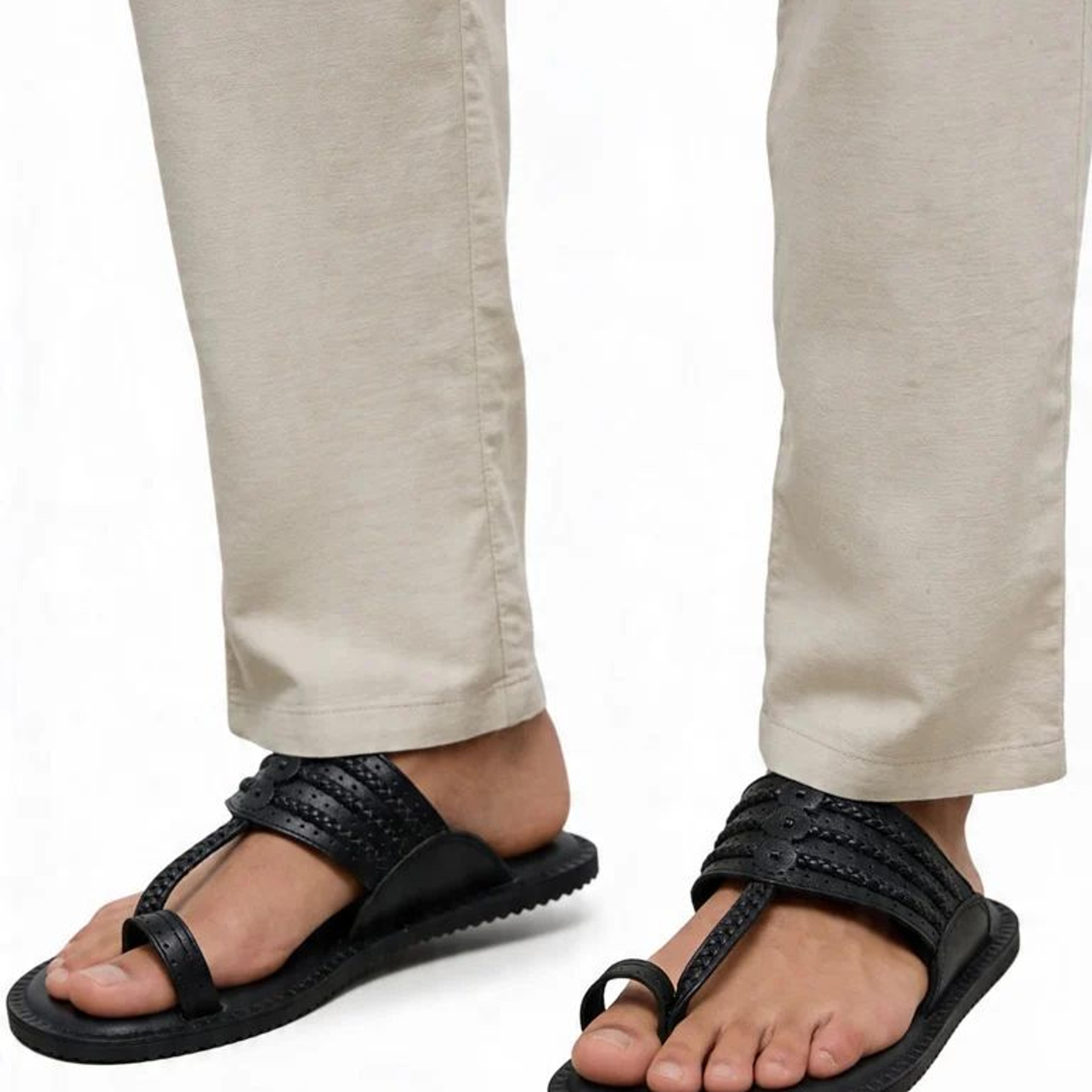 SOLEPLAY Black Braided Kolhapuri Sandals