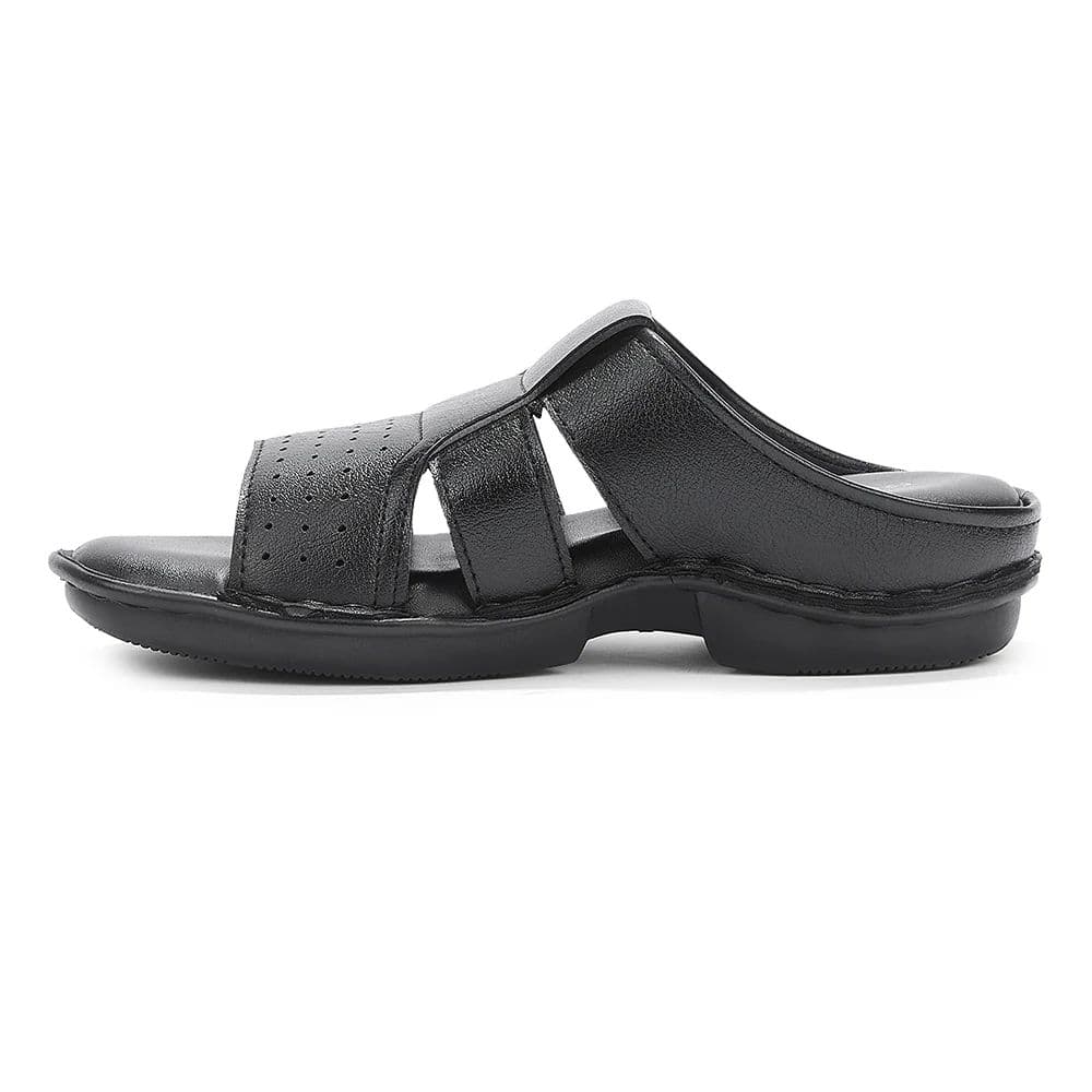 Healers Black Casual Flat Sandal For Men VAL-31E By Liberty — photo 5