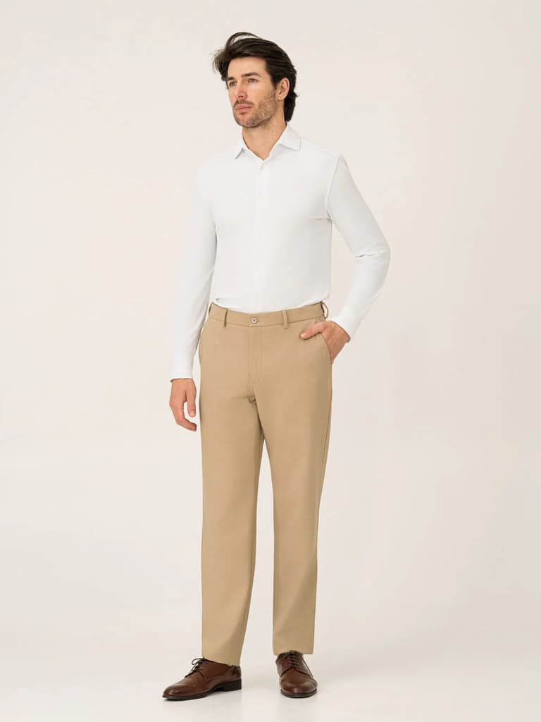 Leadership Khaki Pro.Stretch Formal Trousers