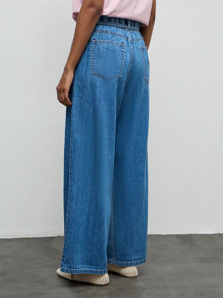 LOV Blue Solid High-Rise Jeans with Belt — photo 4