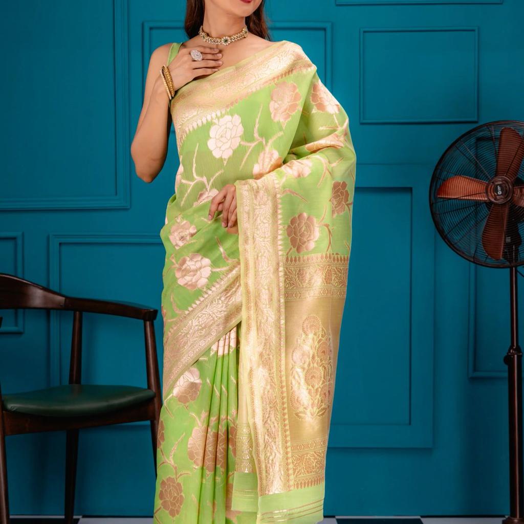 Mimosa Women's Woven Design Banarasi Style Art Silk Saree With Blouse Piece : SA00001764PSFREE