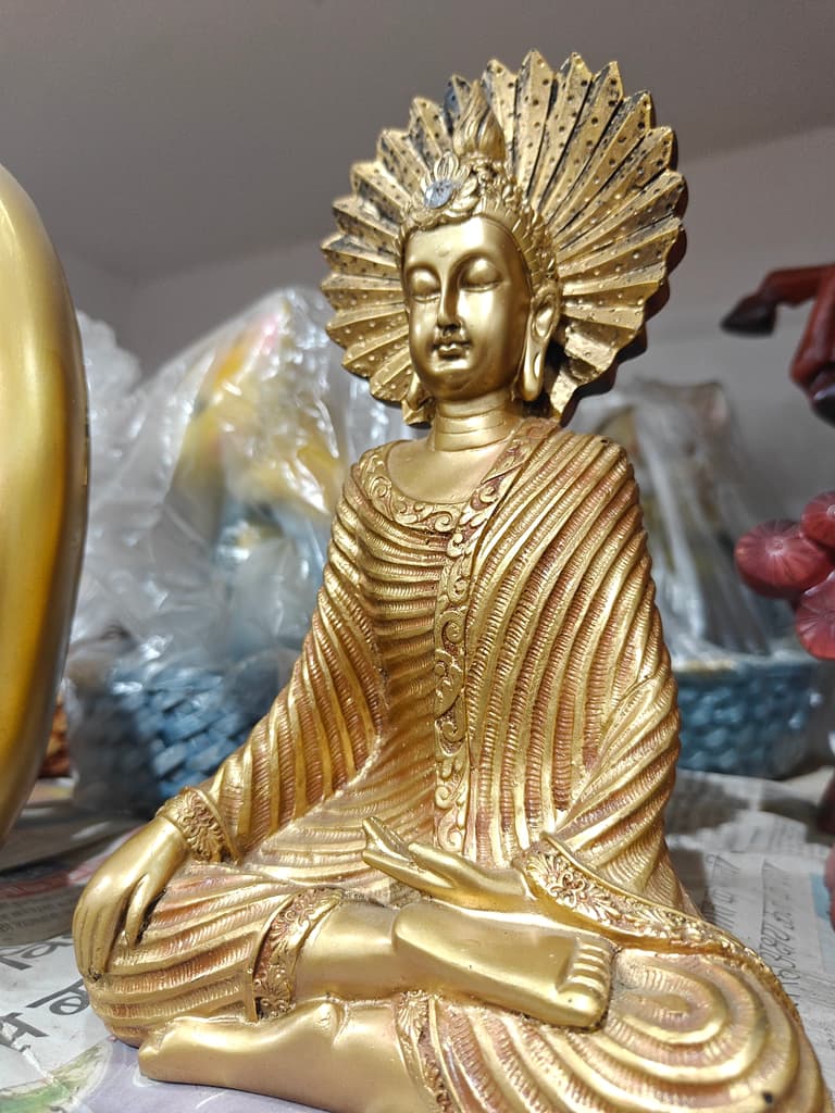 Gold Buddha Statue | Religious Decoration | Gilded | Gold