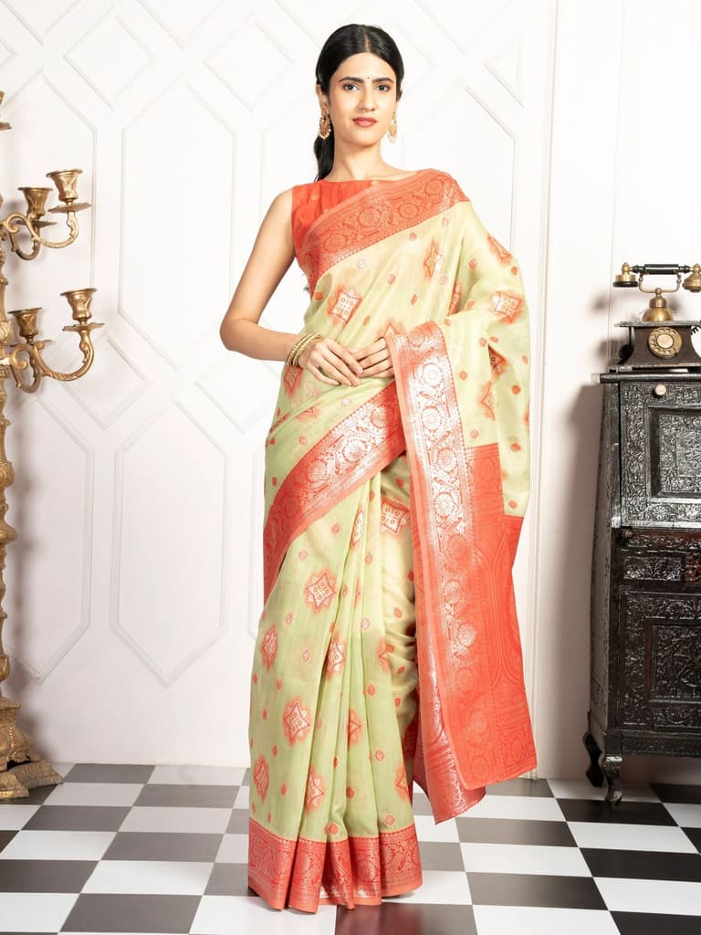 Mimosa Women's Woven Design Kanjivaram Style Art Silk Saree With Blouse Piece : SA00002068PSFREE — photo 2