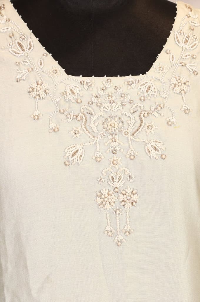 Sea Green Embroidered Pearl Work Cotton Blend A-line Kurta — photo 2
