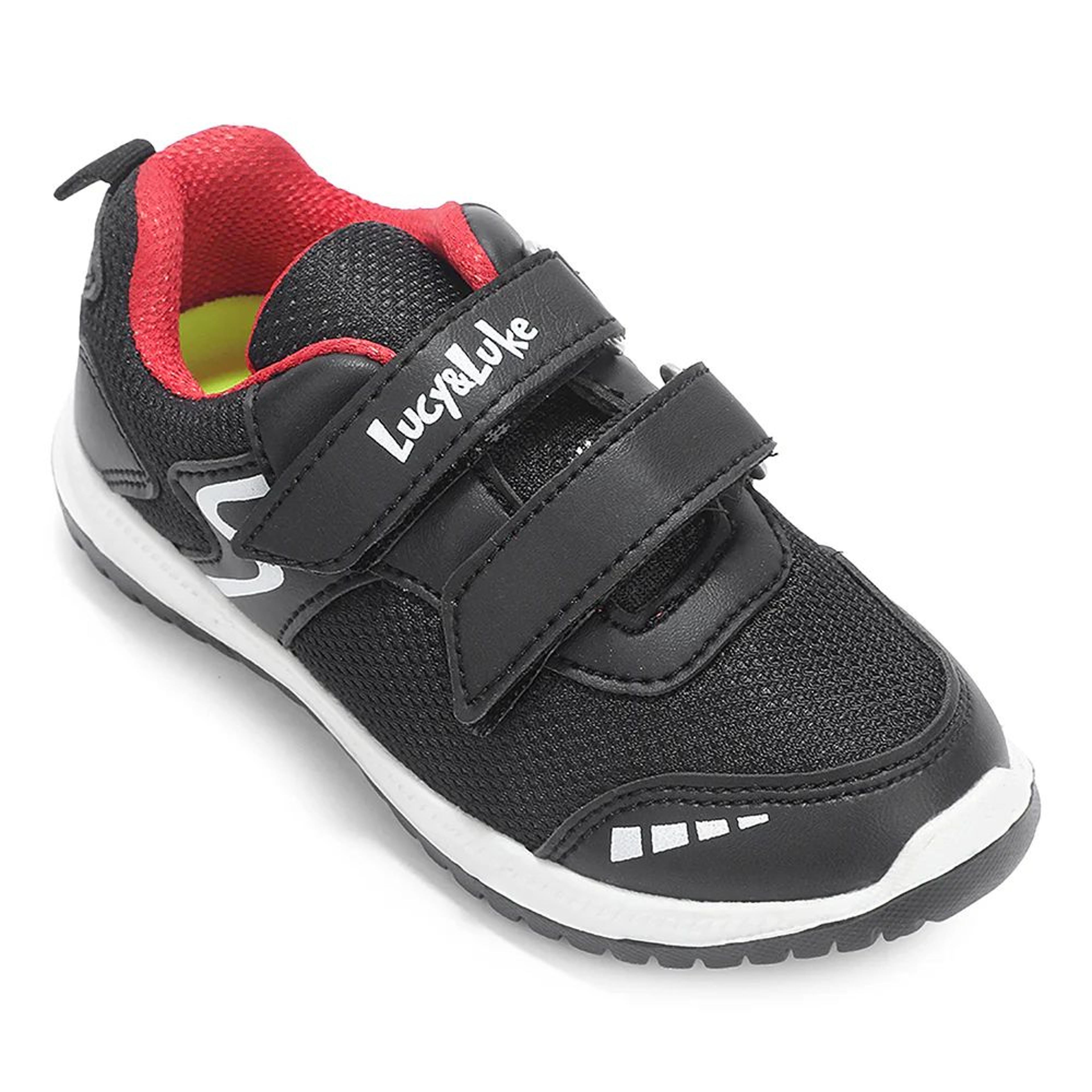 Lucy & Luke Black Sports Non Lacing Walking Shoes For Kids JAMIE-K2E By Liberty