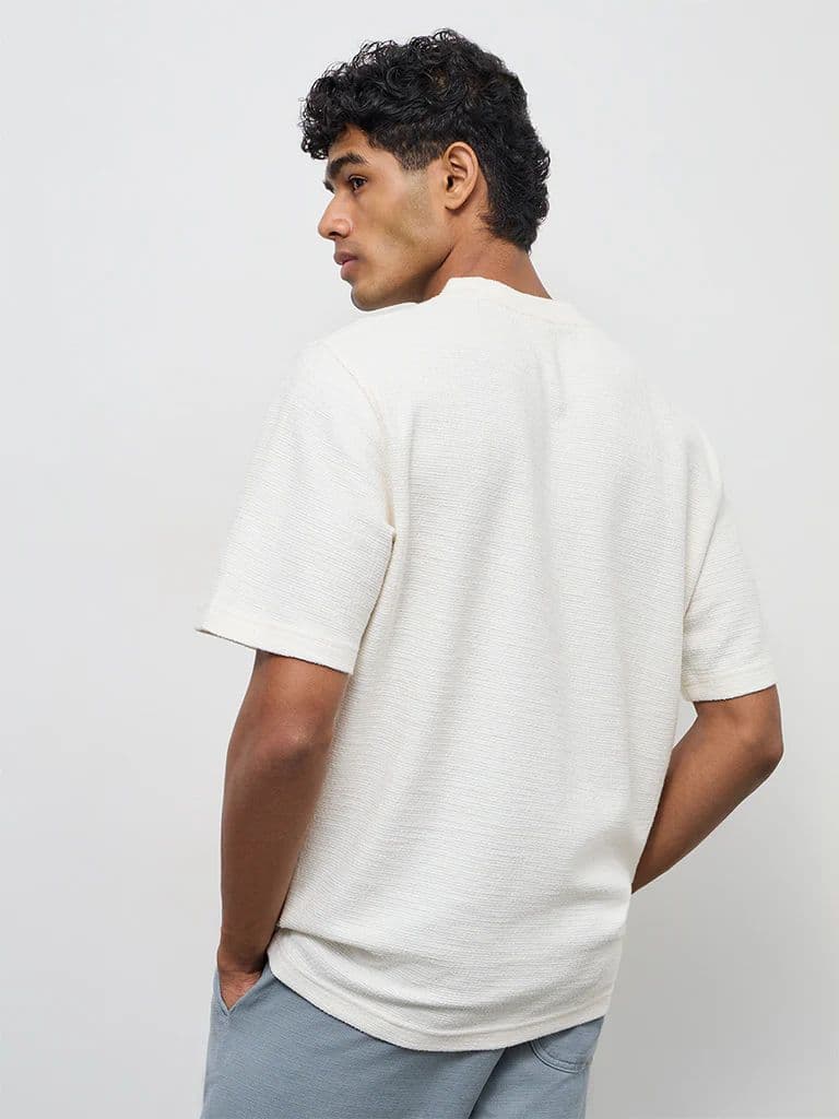 ETA Off-White Textured Relaxed-Fit Cotton-Blend T-Shirt — photo 5