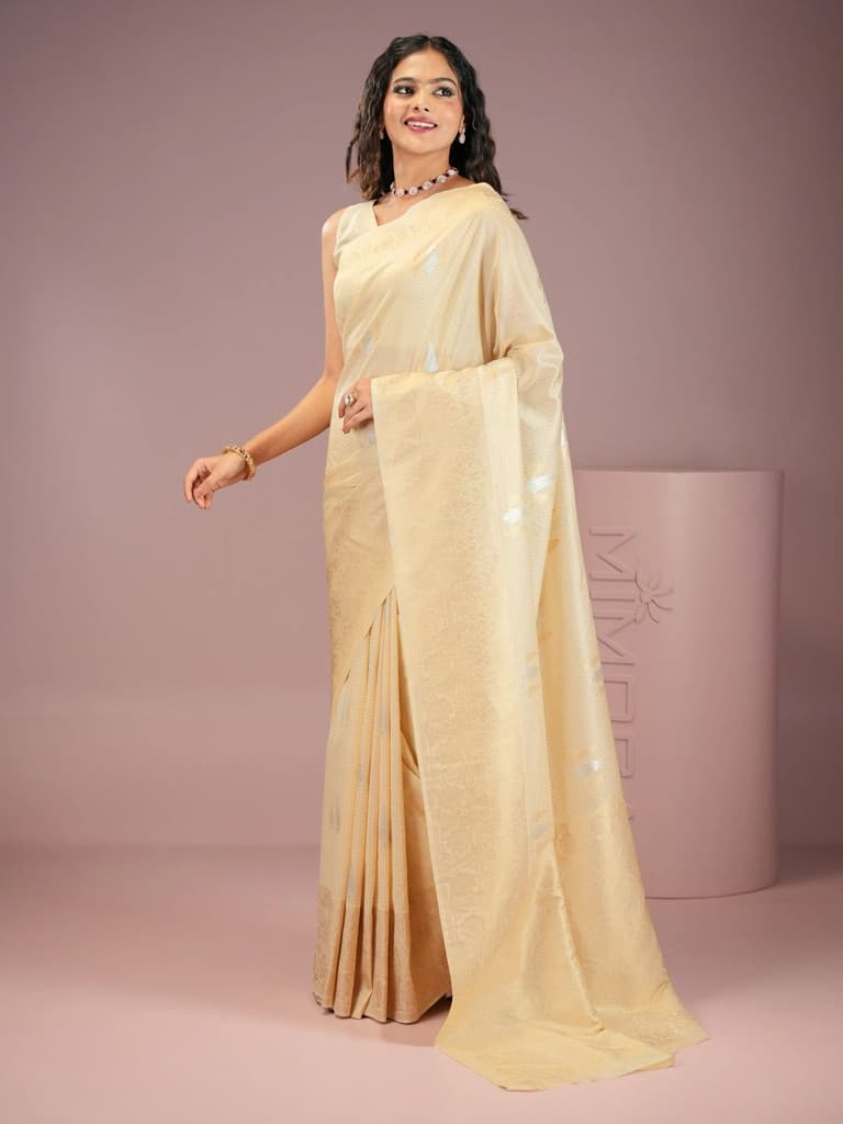 Mimosa Women's Woven Design Kasavu Style Crepe Saree With Blouse Piece : SA00001930WHFREE — photo 3