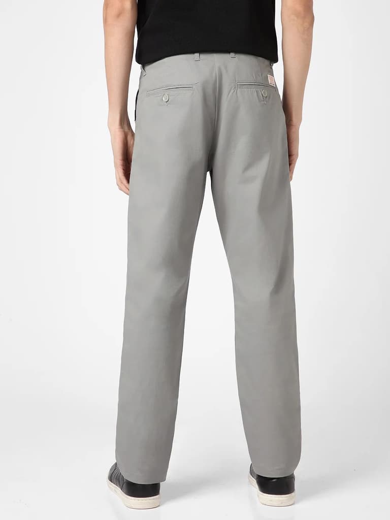 Men's Light Blue Cotton Regular Fit Casual Chinos Trousers Stretch — photo 3
