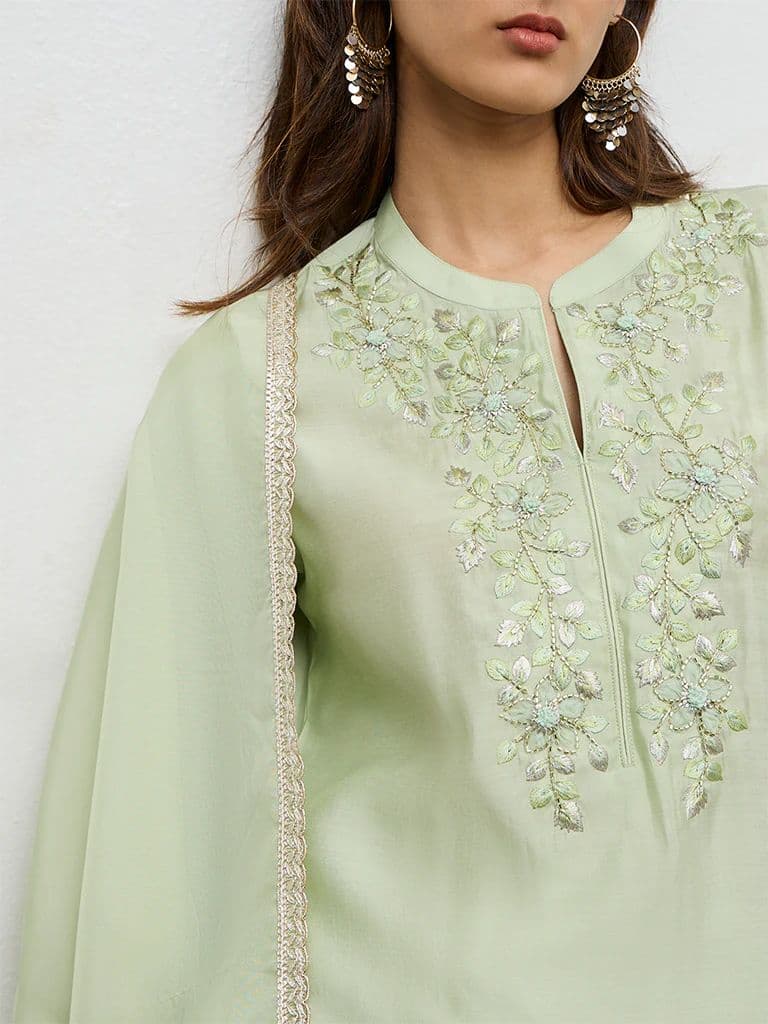 Vark Mint Green Embroidered Ethnic Set — photo 3