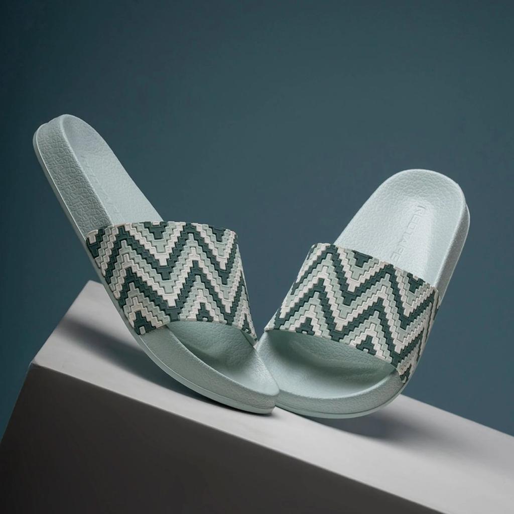 Womens Sliders in Green and White | Casual Pool Sliders — photo 6