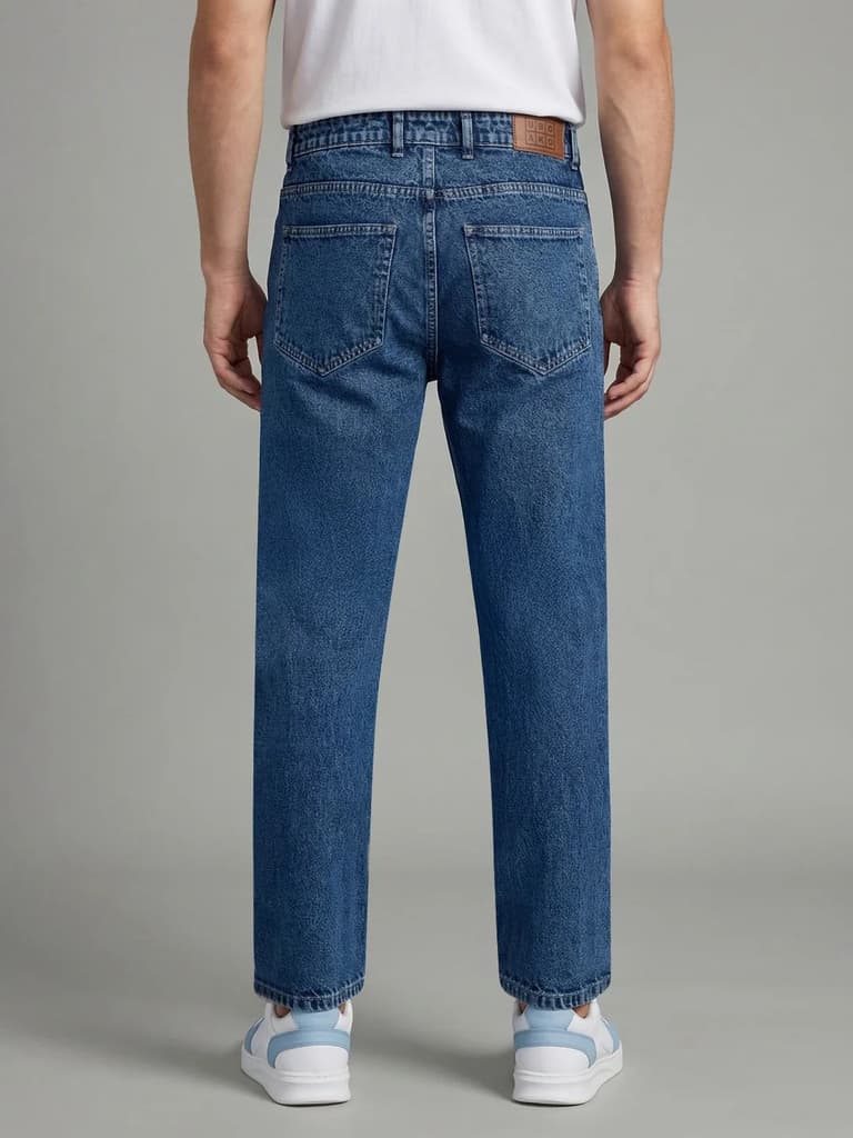 Men's Light Blue Relaxed Fit Washed Denim Jeans Non-Stretchable — photo 3