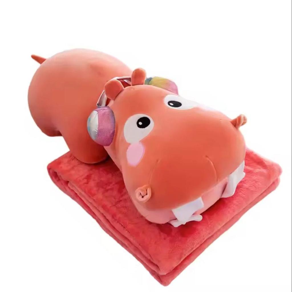 Hippo Plush Pillow with Blanket | Cute Collectibles for Kids — photo 6