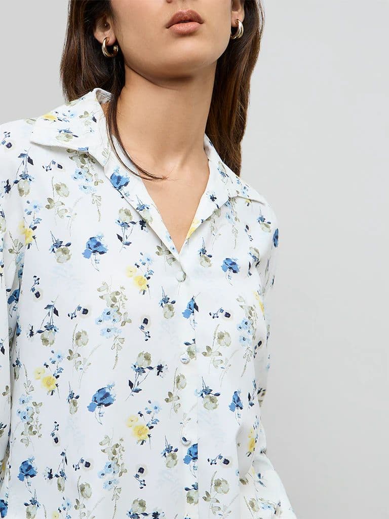 Wardrobe Ivory Floral Printed Shirt — photo 3