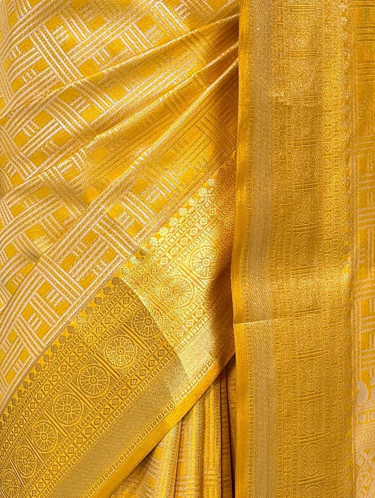 MIMOSA Women's Woven Design Kanjivaram Style Art Silk Saree with Blouse Piece - Gold (SA00001522GDFREE) — photo 6