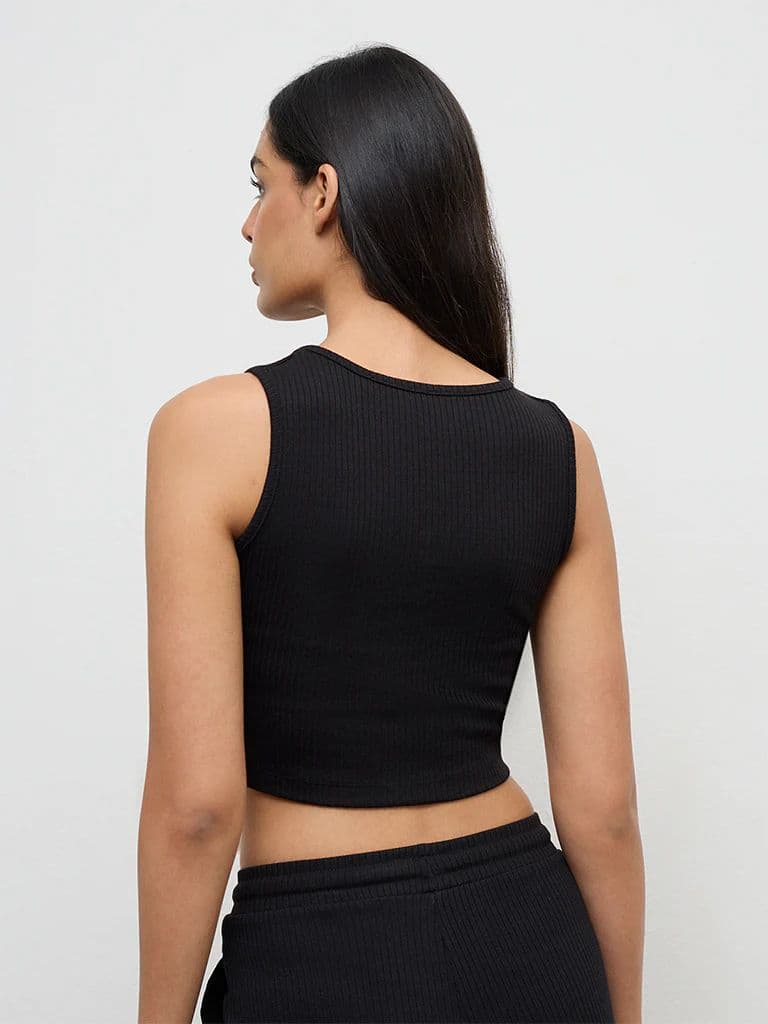 Nuoflexx Black Ribbed Zip-Front Top — photo 4