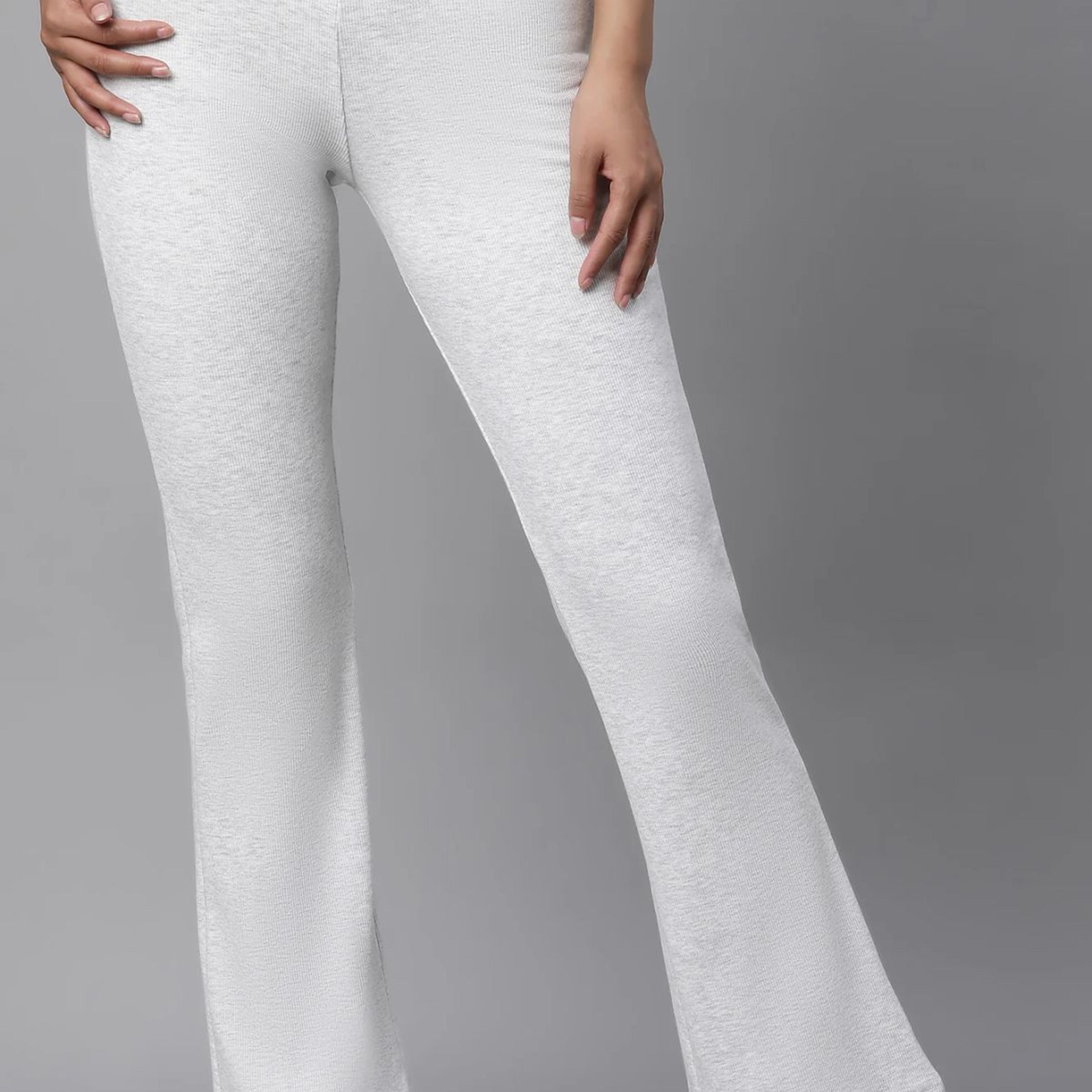 White Boot-Cut Flared Pants