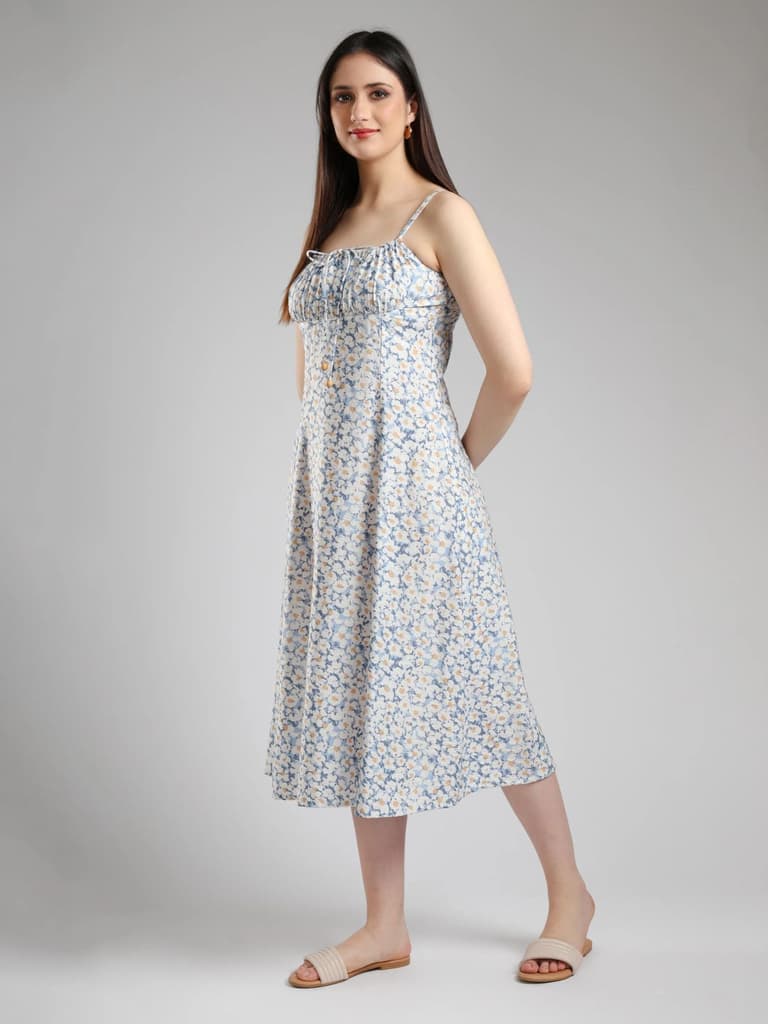 Ismera Midi Floral Dress- Blue — photo 2