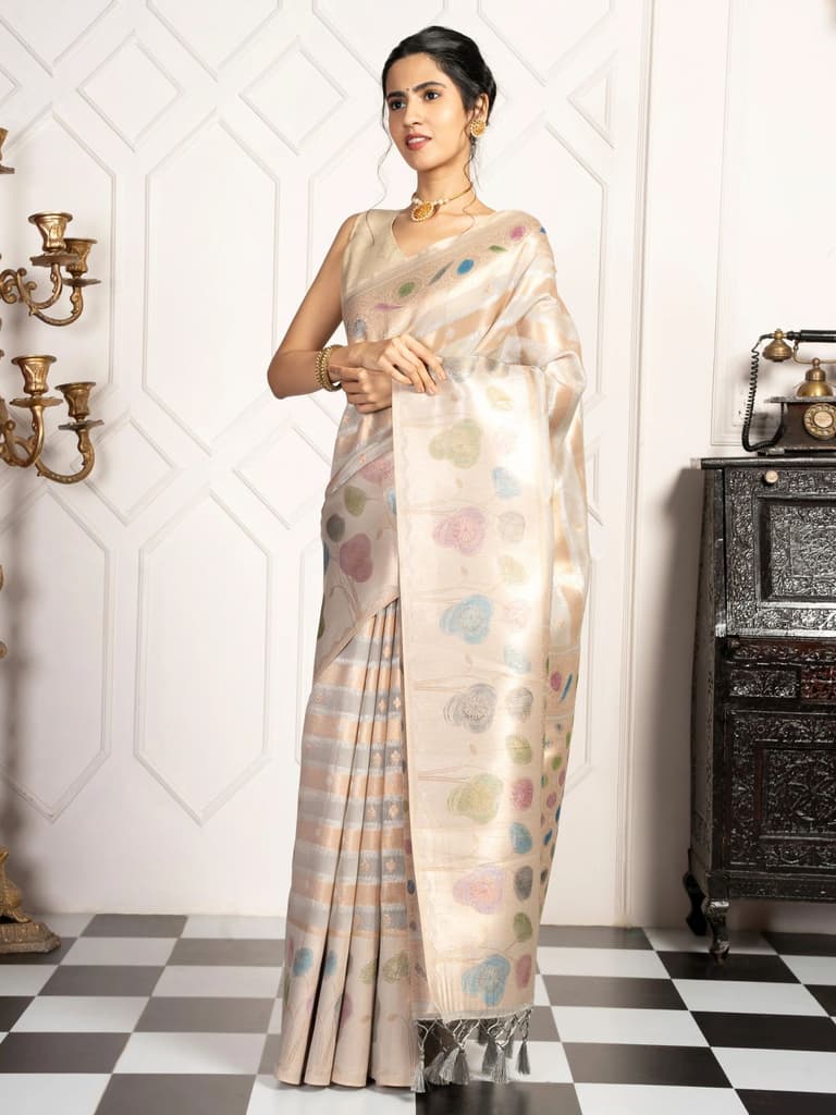 Mimosa Women's Woven Design Banarasi Style Art Silk Saree With Blouse Piece : SA00002064GYFREE — photo 3