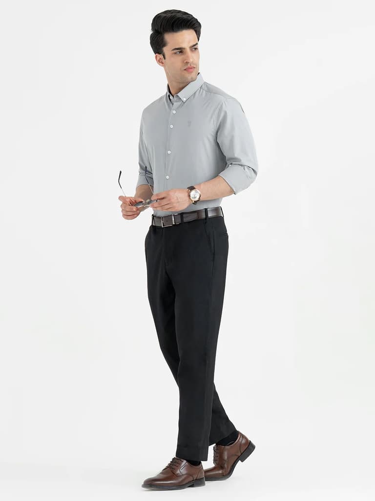 Shirts for Men in Stone Green | Cotton Blend Full Sleeve Shirt — photo 4