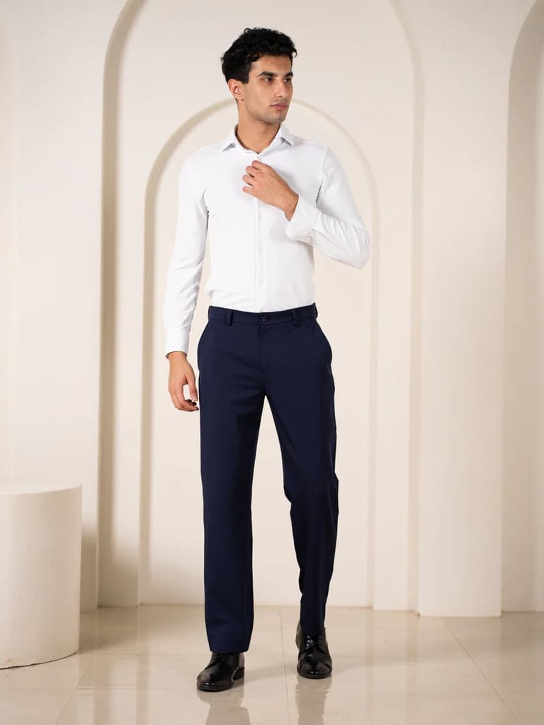 Workday Navy 925 Relaxed Fit Smart Formal Trousers — photo 2