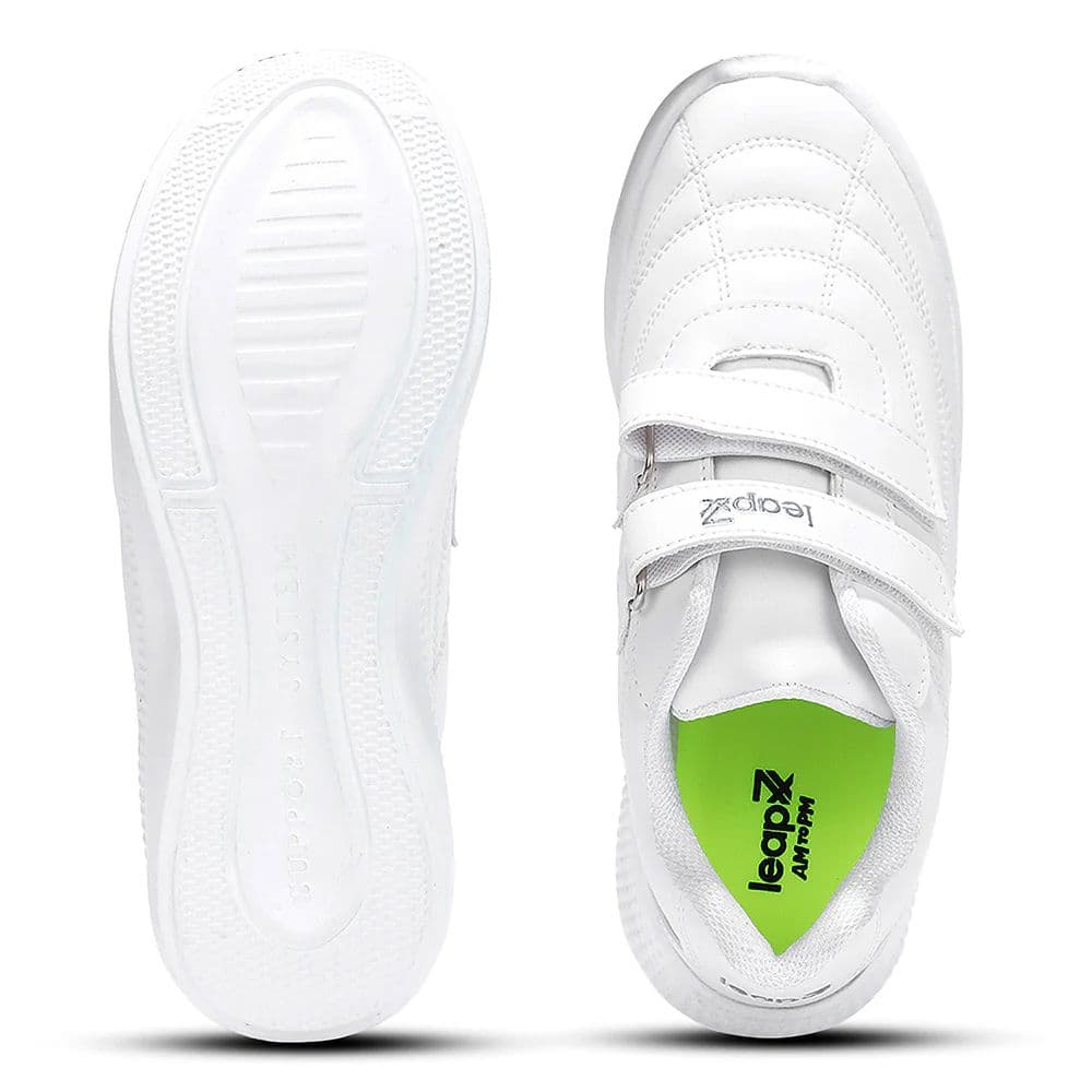 Lucy & Luke White Casual Non Lacing Uniform School Shoes For Kids FUNRUN-E By Liberty — photo 6