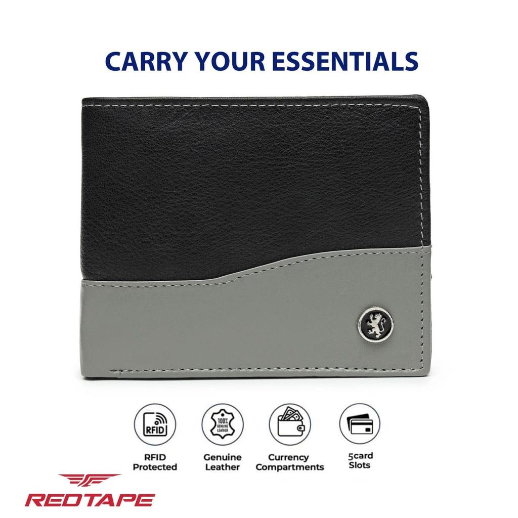 Men’s Black Grey Colorblocked Genuine Leather Wallet — photo 6