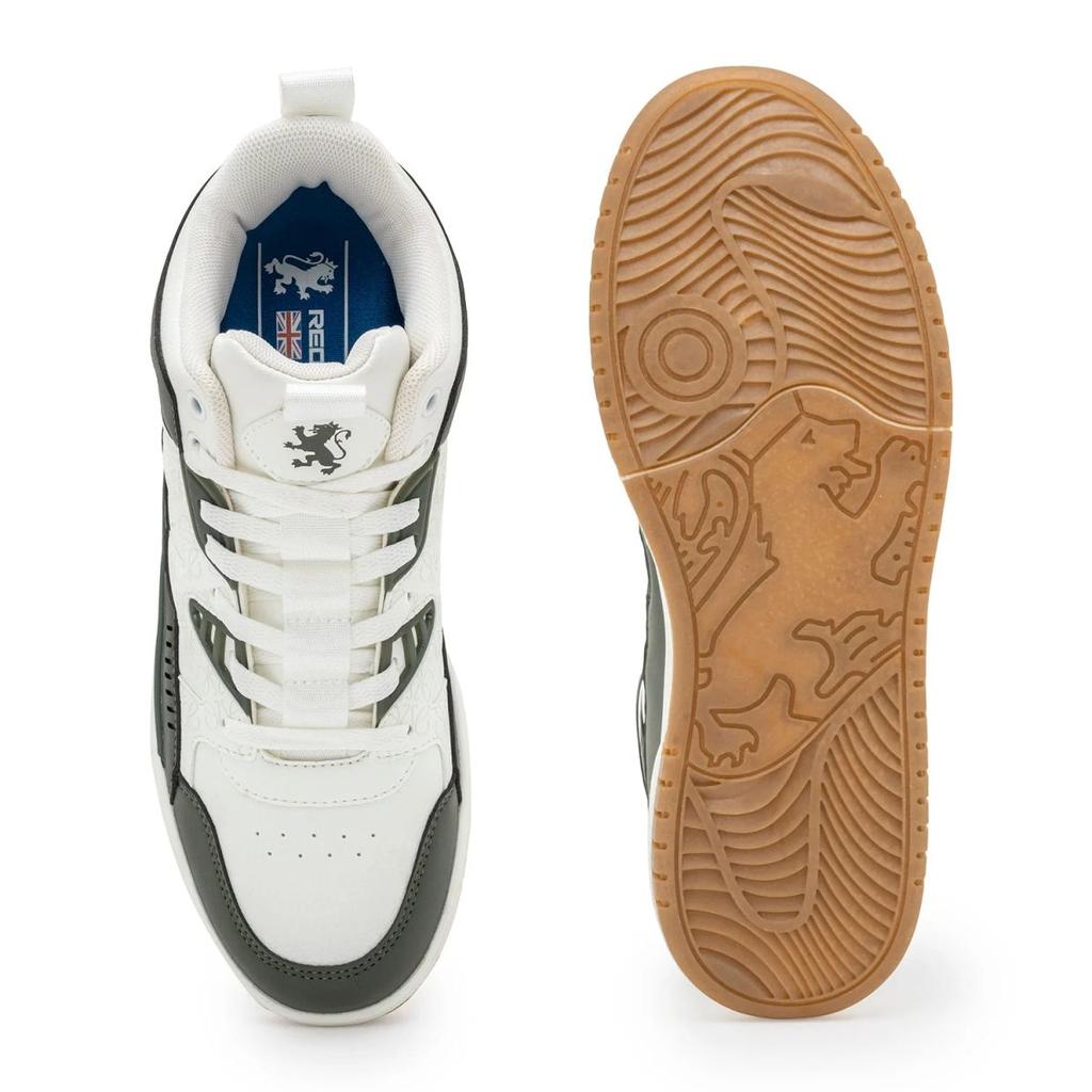 High-Top Sneakers for Men in White and Olive | Casual Lifestyle Shoes. — photo 5