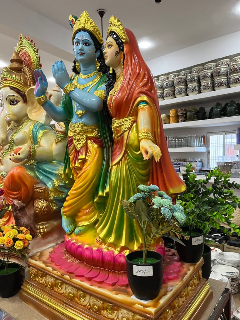 Hindu Deity Statue | Sculpture | Bronze | Gold, Yellow, Red, Green, Pink