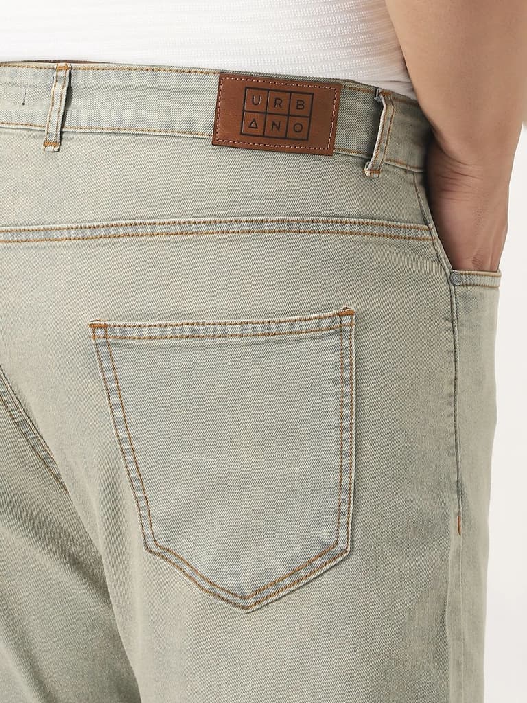 Plus Men's Ice Grey Straight Fit Heavy Washed Jeans Stretchable — photo 7