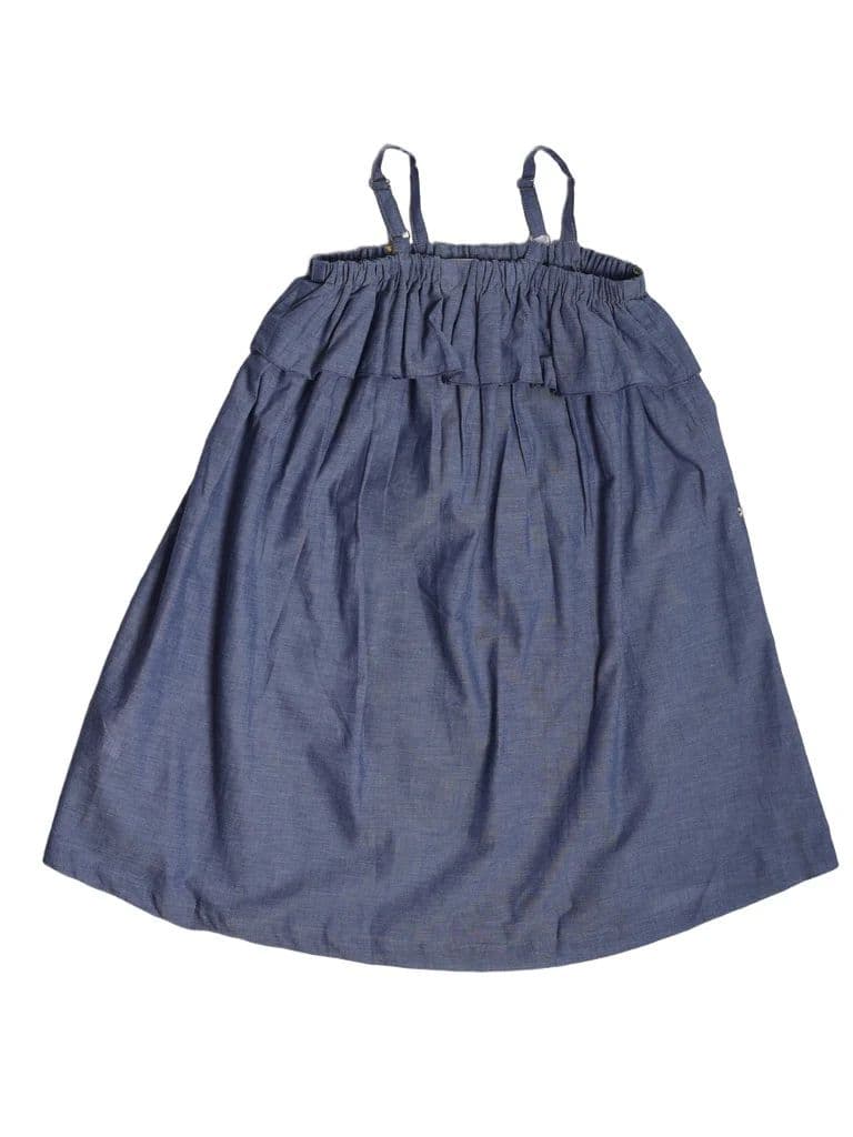Utsa Kids Girls Blue Embroidered Cotton A-line Dress - (8-14 yrs) — photo 4