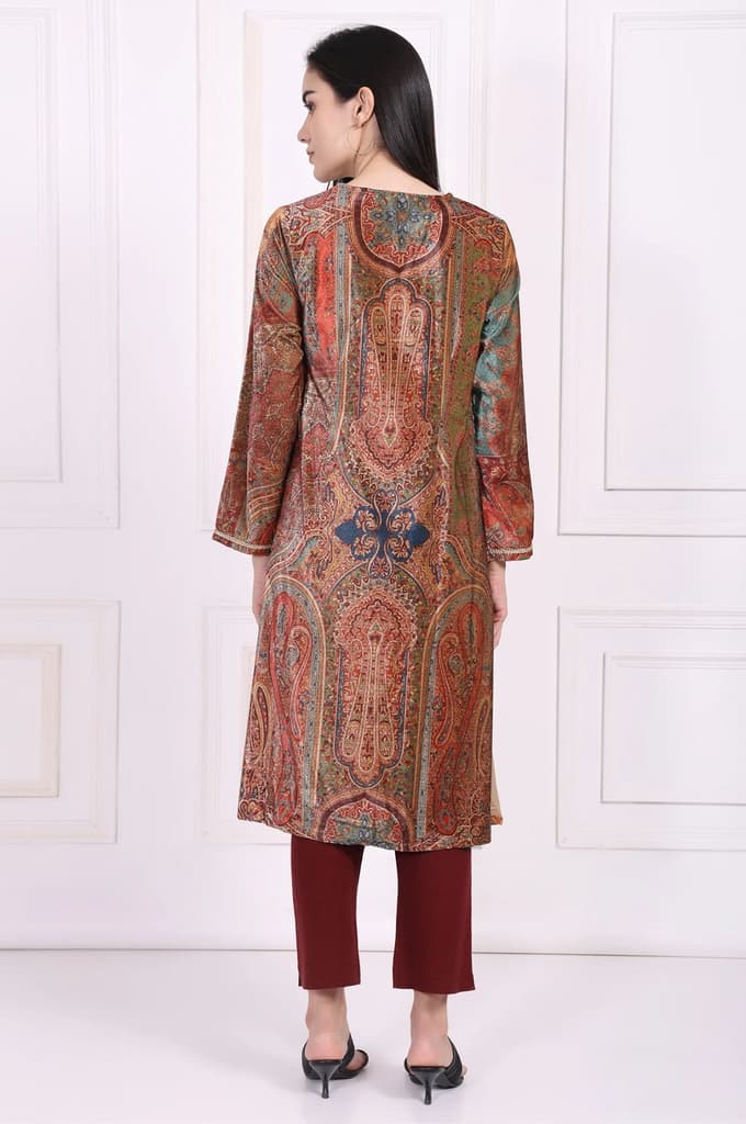 Maroon Paisley Embellished Straight Kurta — photo 5