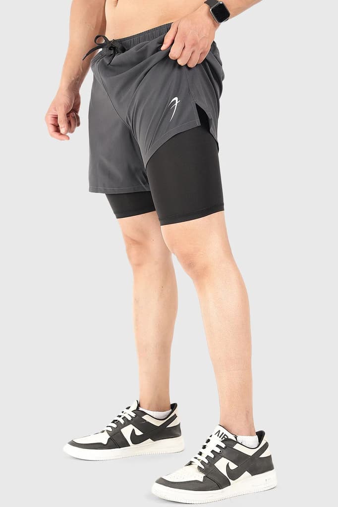 2 in 1 5" Compression Shorts Coal — photo 4