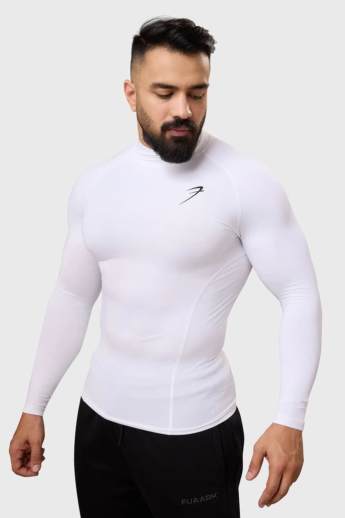 High Neck Compression Full Sleeves T-shirt White — photo 2