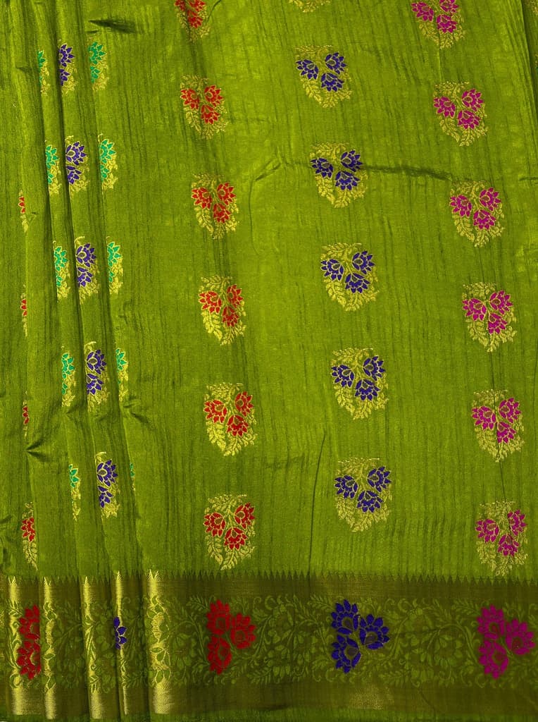 MIMOSA Women's Woven Design Paithani Style Art Silk Saree with Blouse Piece - Olive ( SA00003125OLFREE ) — photo 6