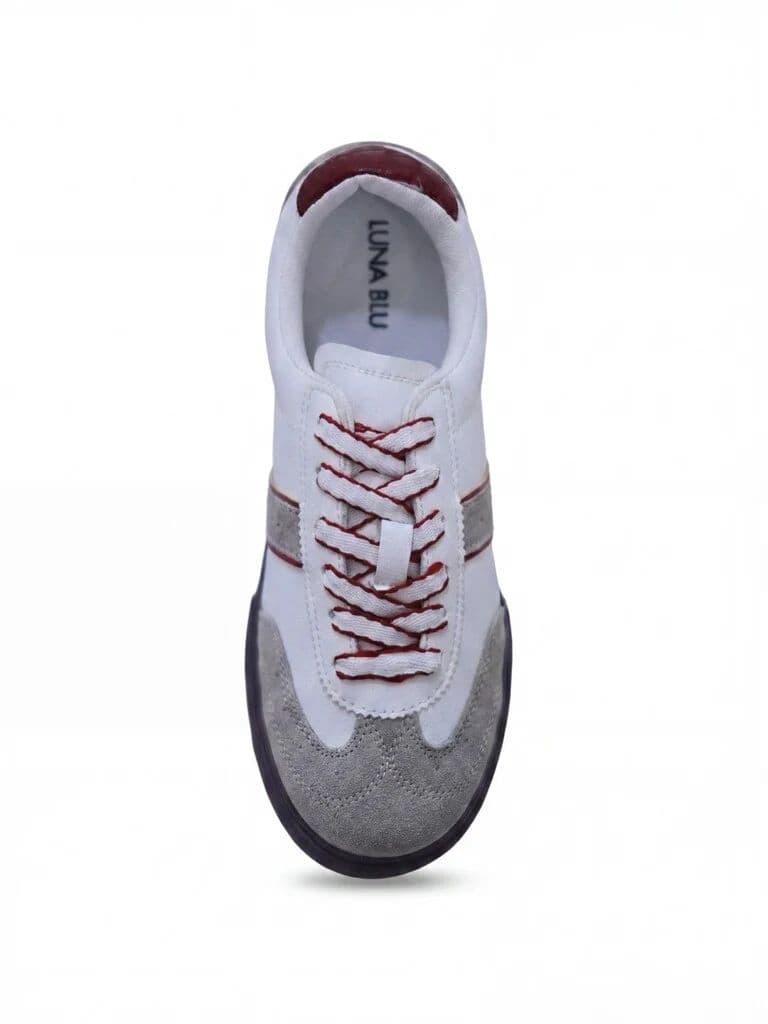 LUNA BLU White Lace-Up Textured Sneakers — photo 4