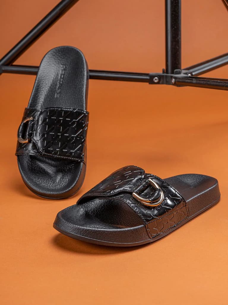 Womens Sliders in Black | Casual Pool Sliders — photo 6