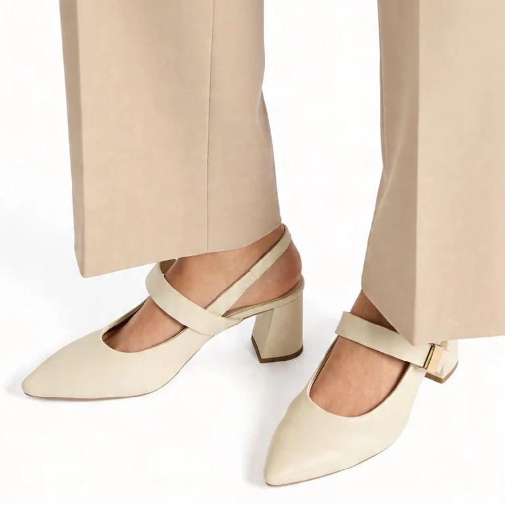 LUNA BLU Ivory Slingback Block-Heel Shoes