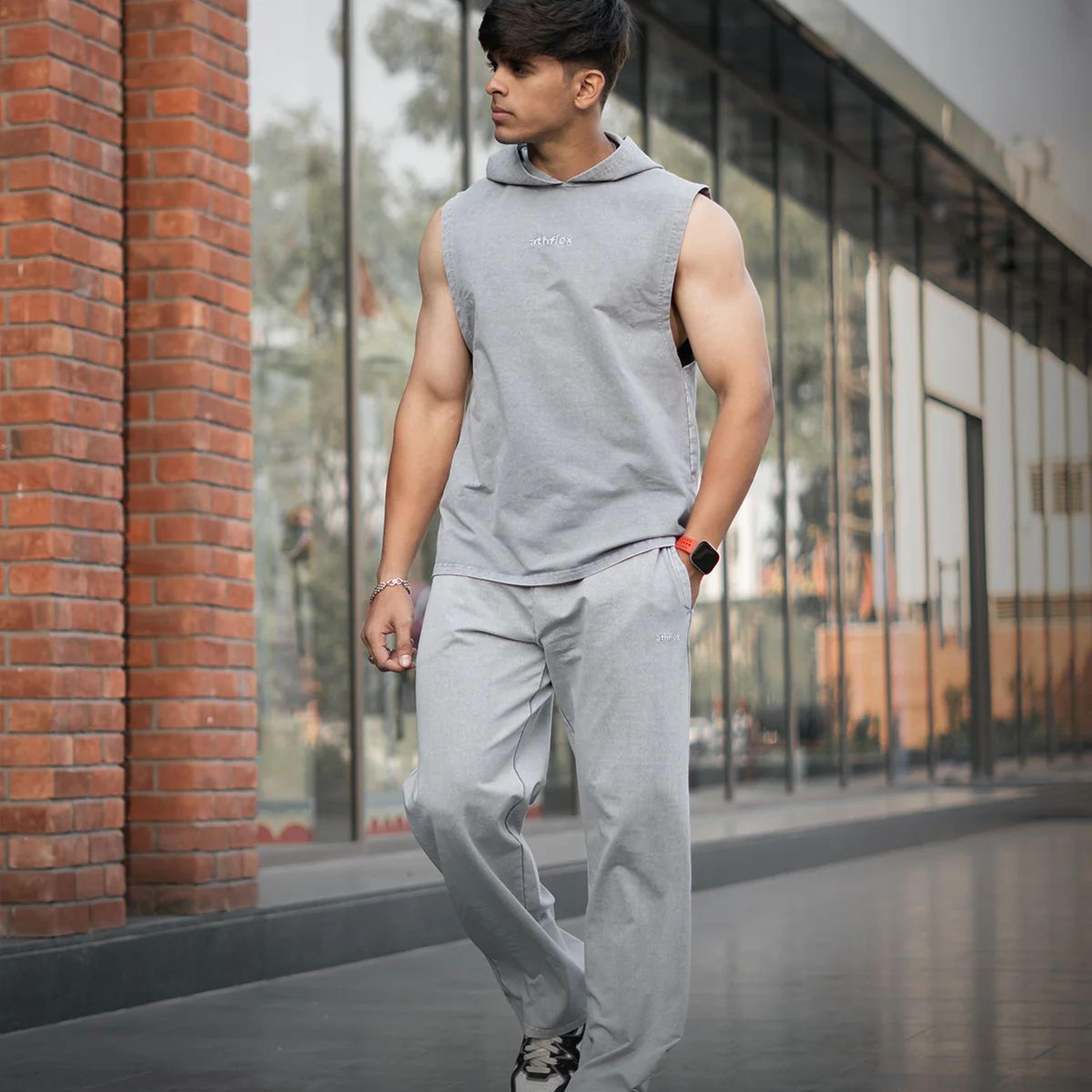 Acid Wash Sleeveless Hoodie