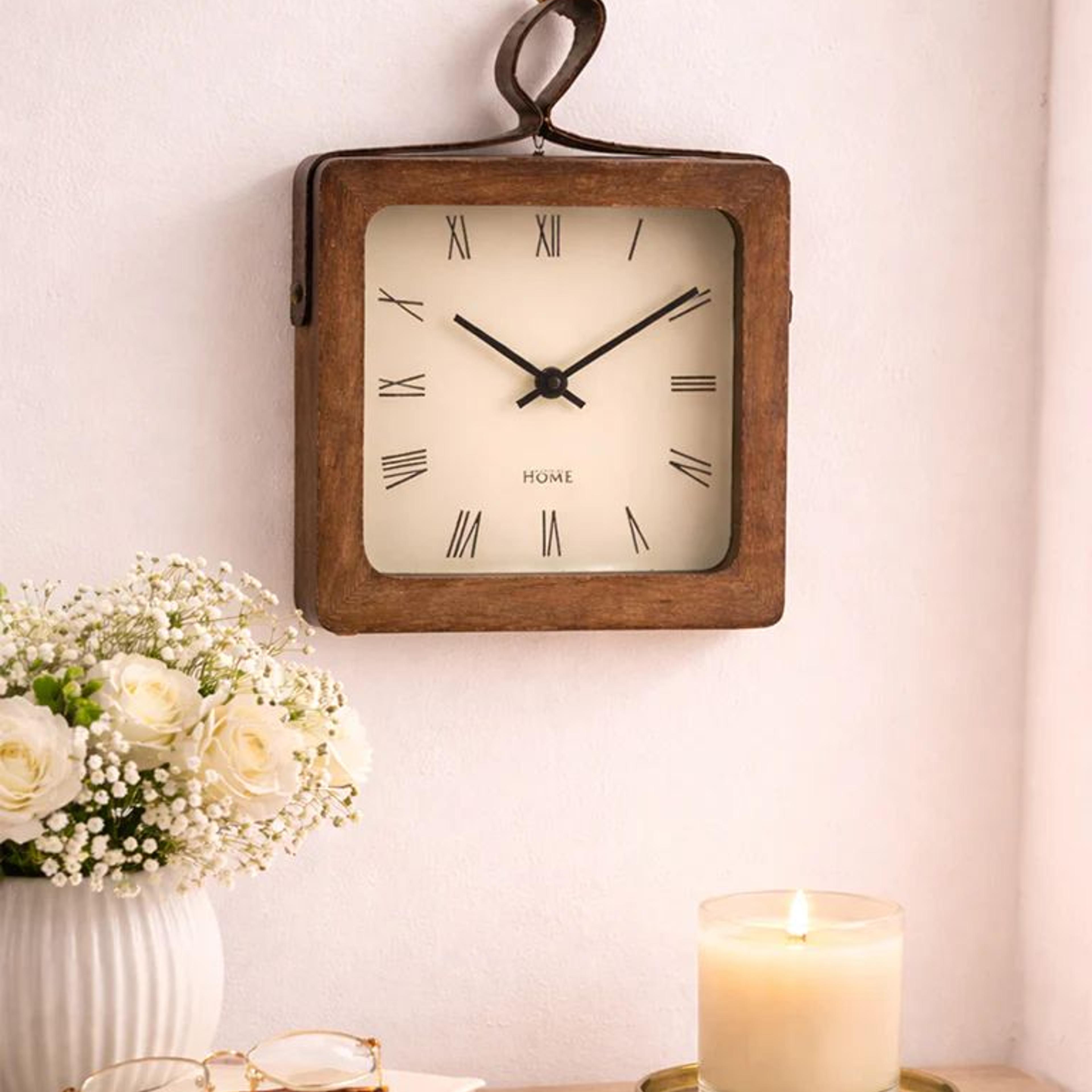 Westside Home Brown Square Table Clock