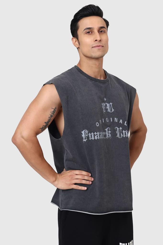 Shadow Washed Capsleeves Tank Dark Grey — photo 6