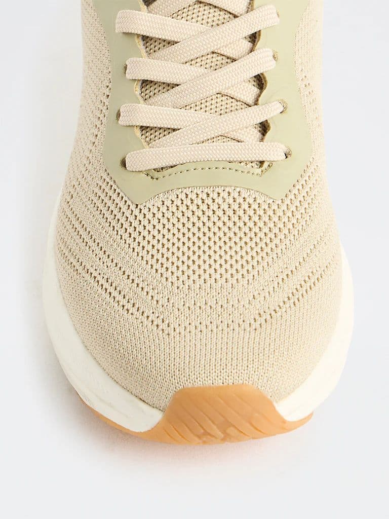 SOLEPLAY Light Beige Knit-Textured Lace-Up Sneakers — photo 4