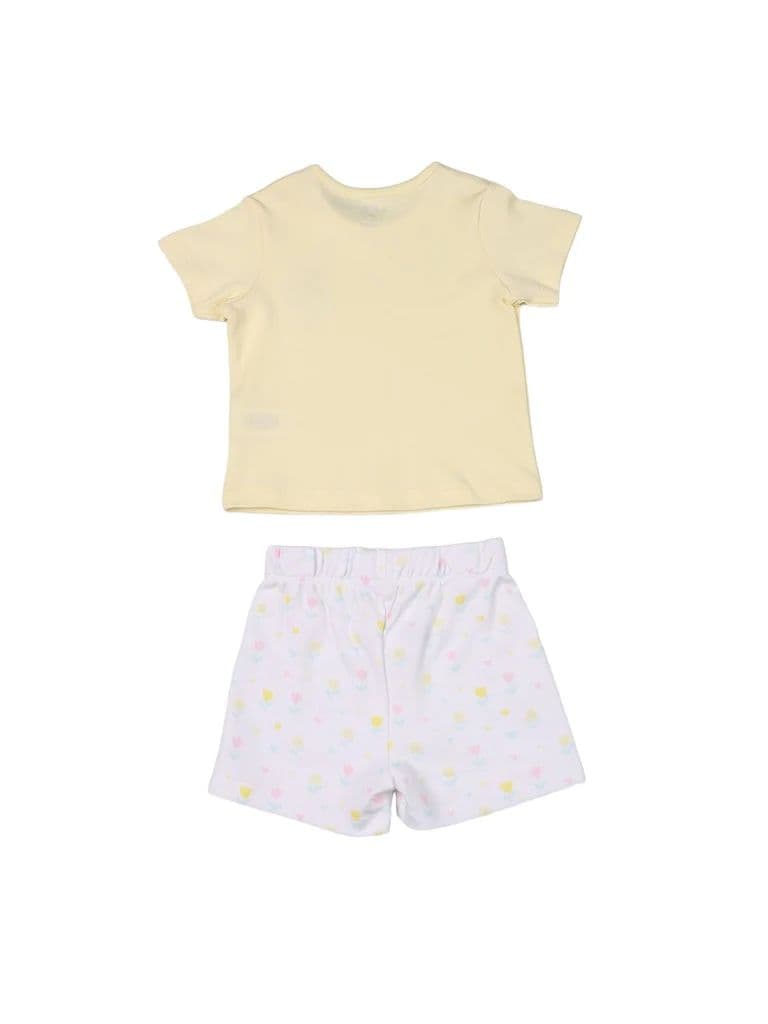 HOP Baby Girls Yellow Cotton T-Shirt and Shorts Set — photo 2