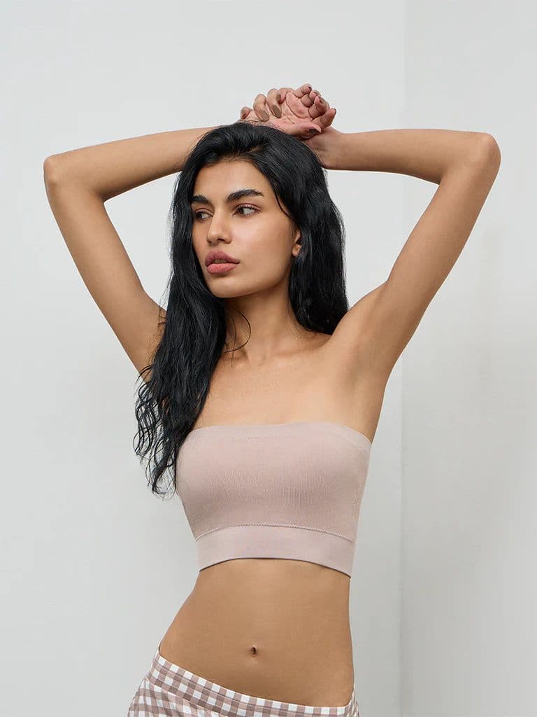 Superstar Beige Ribbed Seamfree Bandeau Bra