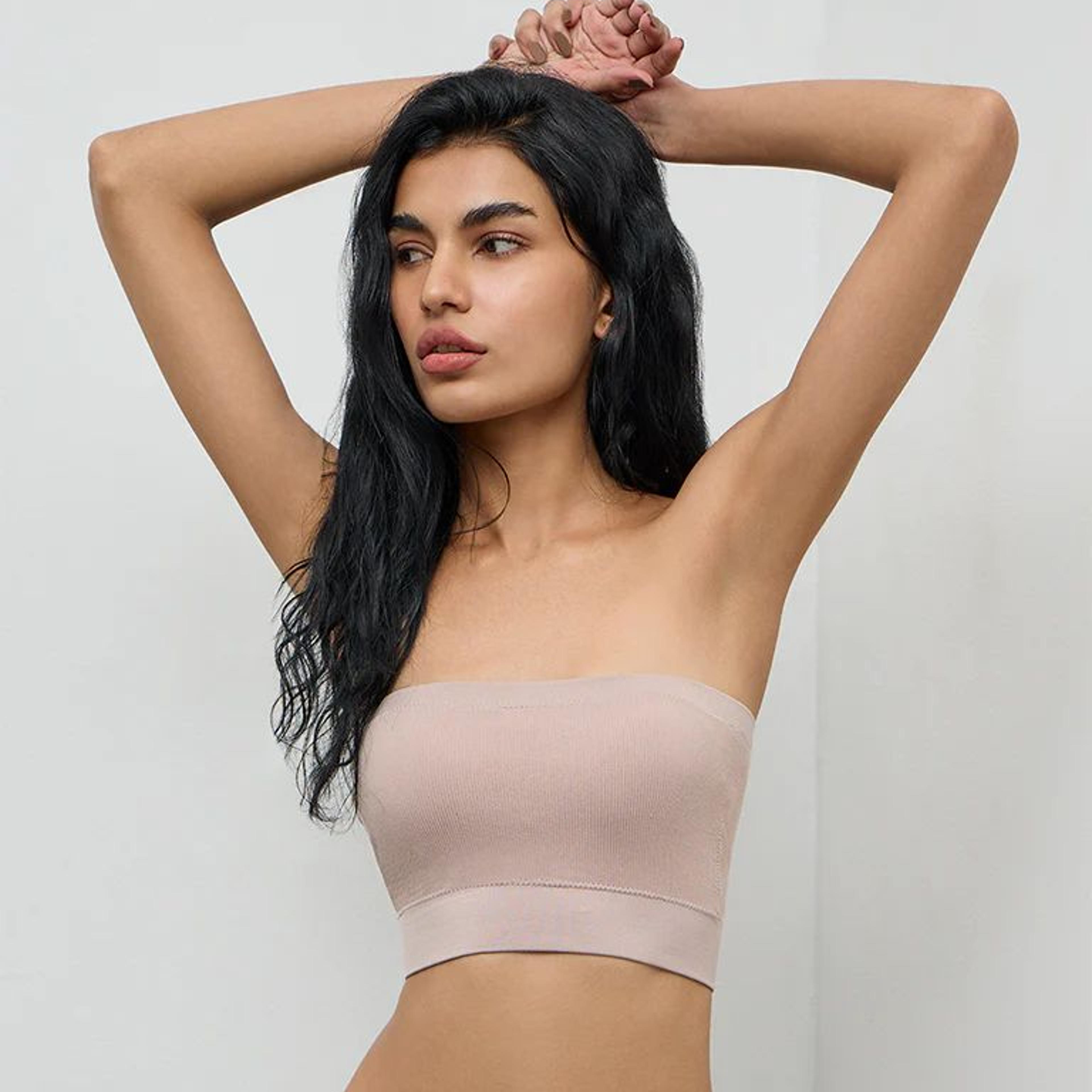 Superstar Beige Ribbed Seamfree Bandeau Bra